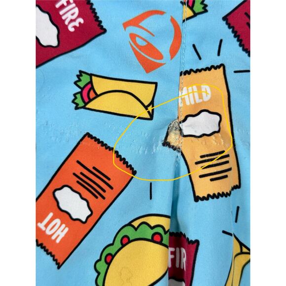 Taco Bell Swim Trunks Lined Men's Small Drawstring Hot Sauce Collection Food Fun - Picture 4 of 11